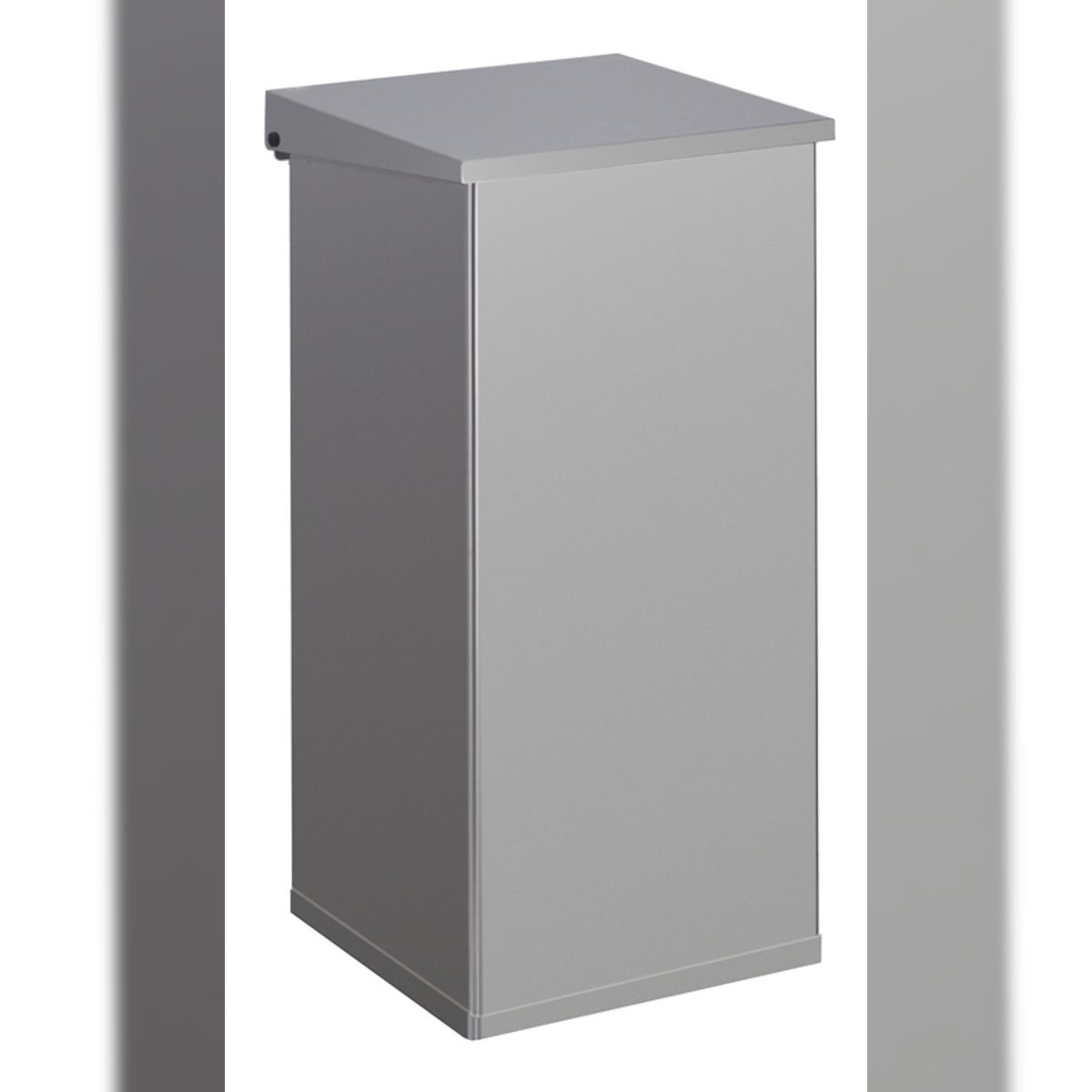 PROREGAL Eckiger feuerfester Abfallbehälter Haiti mit Softclose Hebedeckel | 110 Liter, HxBxT 80x36x36cm | Grau Image