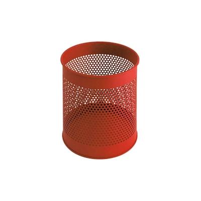 PROREGAL Runder perforierter Papierkorb aus Metall | 15 Liter, HxØ 32x26cm | Rot Image