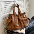 Leftside-Sac latéral en cuir PU pour femme grands sacs à main rétro sacs à bandoulière créateur