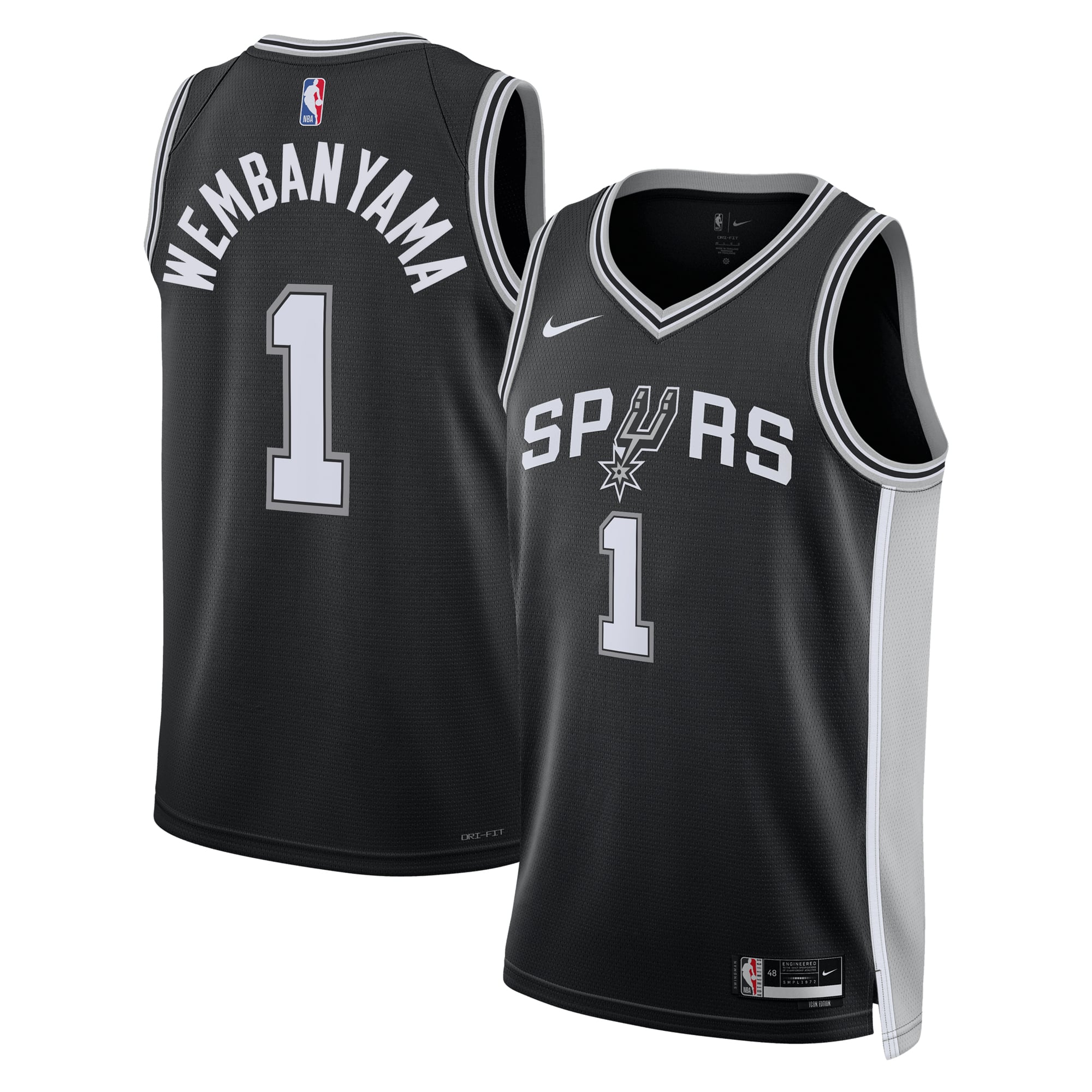 Maillot Swingman Nike Icon Edition San Antonio Spurs - Noir - Victor Wembanyama - Unisexe - Homme Taille: L