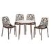 LeisureMod Devon 5-Piece Patio Dining Set with Table and 4 Chairs
