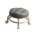 Roller Seat Sofa Tea Stool Portable 360 Degree Rotating Comfortable PU Leather Padded Footstool Furniture Stool for Outdoor Bedroom Entryway Gray