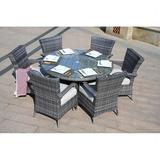 Direct Wicker Eton 7-piece Rattan Dining Set with 6 Armchairs Grey 6