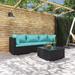 Gecheer Patio Furniture Set 4 Piece with Cushions Poly Rattan Black