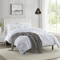 LELINTA 3-Piece Pinch Pleat Pintuck Ruffle Skirt Bedspread Set - White Queen Pinch Pleat Duvet Cover ï¼ˆ1 Duvet Cover 2 Pillowcases) Microfiber Duvet Cover & Pillow Sham Set King White