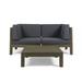 Christopher Knight Home Oana Outdoor 2-Seater Acacia Wood Sectional Loveseat and Coffee Table Set with Cushions by gray + dark gray cushion