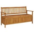Anself Patio Storage Bench with 1 Compartment Acacia Wood Outdoor Bench for Garden Lawn Poolside Terrace Backyard Furniture 58.3 x 24.4 x 33.1 Inches (W x D x H)