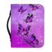 Xoenoiee Purple Butterfly Pattern Faux Leather Bible Cover for Men Boys Women Girls Christian Bible Case with Handle Carrying Book Case Protector Bible Tote Handbag Gifts 2XL