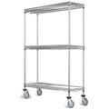 24 Deep x 24 Wide x 102 High 3 Tier Gray Wire Shelf Truck with 1200 lb Capacity