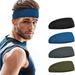 Men s Headband (4 Pack) Men Sweatband & Sports Headband for Running Cycling Yoga Basketball - Stretchy Moisture Wicking Hairband