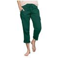 RYRJJ On Clearance Cargo Pants Women Baggy Streetwear Straight Wide Leg Pants with Pockets High Waist Drawstring Hiking Work Trousers(Green L)