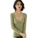 Women s Winter V Neck Underwear Seamless Thermal Underwear Tightening Underwear for Outdoor Activities in Winter M Avocado Green