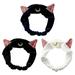 Tinksky 3pcs Women Headband Cat Ear Hair Bands Adorable Elastic Headband for Makeup Face Washing Yoga (Black + White + Navy Blue)
