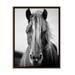 Stratton Home Decor Black and White Wild Horse Framed Canvas Wall Art