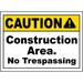 Traffic & Warehouse Signs - Construction Area No Trespassing Sign 12 x 18 Aluminum Sign Street Weather Approved Sign 0.04 Thickness