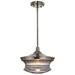 Magister 1-Light 12 Inch Brushed Nickel Fluted Glass Shade Pendant