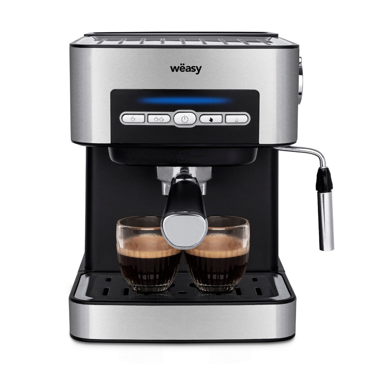 WEASY Wëasy Espressomaschine KFX32 / Fassungsvermögen 1,6 L / 4 Programme / Filter aus Edelstahl und Messlöffel / Edelstahl/ 850 W / Silber Image
