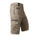 Men Cargo Pants Clearance TIANEK Fashion Multi-Pocket Bermuda Shorts Knee-Length Stretch Relax-Fit Combat Brown Sweatpants Motorcycle Shorts for Big Men