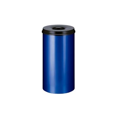 PROREGAL Selbstlöschender Papierkorb & Abfallsammler aus Metall | 50 Liter, HxØ 63x33,5cm | Blau, Kopfteil Schwarz Image