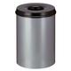 PROREGAL Selbstlöschender Papierkorb & Abfallsammler aus Metall | 30 Liter, HxØ 47x33,5cm | Alu-Grau, Kopfteil Schwarz