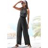 Overall S.OLIVER, Damen, Gr. 44, N-Gr, schwarz, Jersey, Obermaterial: 100% Viskose, unifarben, modisch, figurbetont lang, amerikanischer Ausschnitt, ohne Ärmel, Overalls, mit breitem Smokeinsatz, eleganter Jumpsuit, festlich, Topseller