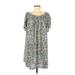 H&M Casual Dress - Shift Boatneck Short sleeves: Green Floral Dresses - Women's Size Medium