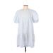 Express Casual Dress - Mini Crew Neck Short sleeves: Blue Solid Dresses - Women's Size Small Petite