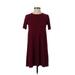 BCBGeneration Casual Dress - Mini Crew Neck Short sleeves: Burgundy Print Dresses - Women's Size 2X-Small