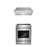 Cosmo 2 Piece Kitchen Package w/ 30" Freestanding Gas Range & 30" Insert Range Hood in Gray/White | Wayfair COS-2PKG-158