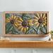 Plow & Hearth Sunflower Embossed Metal Wall Decor w/ Wood Frame Metal in Brown/Gray/Green | 20.25 H x 37.5 W x 1.5 D in | Wayfair 58D73