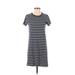 J.Crew Factory Store Casual Dress - Shift Crew Neck Short sleeves: Blue Print Dresses - Women's Size Small