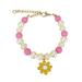 Dog Necklace Collar Colorful Beads Flower Pendant Adjustable Buckle Extension Chain Non-Slip Faux Pearl Pet Jewelry Collar