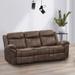 Verne Brown Manual Microsuede Reclining Sofa with Flip Down Cup Holders