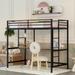 Twin Size Metal Loft Bed with Desk and Two Shelves for Kids,Toddler