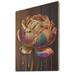 Willa Arlo™ Interiors Banda Adriyan Rainbow Peony Liquid Gold Drips Hyper II - Unframed on Wood in Blue/Brown/Indigo | 20 H x 12 W x 1 D in | Wayfair