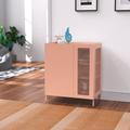 Latitude Run® Buntine Modern Steel Storage Cabinet - Fashionable Mesh Display & Hidden Storage in Pink | 31.5 H x 26.77 W x 15.75 D in | Wayfair