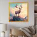 Millwood Pines Mystal Stag on Cliff at Sunset II - Animal Deer Landscape Mountains Wall Art Prints Canvas in Blue/Brown/Gray | Wayfair