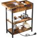 17 Stories Giandomenica 24" tall End Table & Built-In Outlets Wood in Black/Brown/Gray | 24 H x 17 W x 9 D in | Wayfair