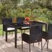 Latitude Run® Kernell Rectangular 59.1" W Outdoor Dining Table Glass/Wicker/Rattan in Black | 29.5" H x 35.4" W x 59.1" L | Wayfair