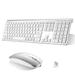UrbanX Plug and Play Compact Rechargeable Wireless Bluetooth Full Size Keyboard and Mouse Combo for iPad 10.2 (2020) - Windows macOS iPadOS Android PC Mac Laptop Smartphone Tablet -White