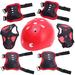 1 Set Riding Helmet Outdoor Protector Cycling Skateboard Protective Gear Knee Pad Elbow Pads Sports Protective Pads (Red Helmet 7pcs Protective Gears)