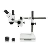 Vision Scientific VS-3FZ Trinocular Zoom Stereo Microscope 10x WF Eyepiece 0.7xâ€”4.5x Zoom 3.5xâ€”90x Magnification 0.5x & 2x Auxiliary Lens Single Arm Boom Stand