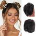 Fofosbeauty 1 PCS Mini Claw Clip in Messy & Cat Ears Hair Bun Extensions Wig Accessory 2-3.5 Wavy Updo Hairpieces for Women Girls 2 Light Brown