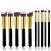 NesaÂ® 10 Pcs Makeup Brush Set Premium Synthetic Foundation Brush Blending Face Powder Blush Concealers Eye Shadows Make Up Brushes Kit (Black And Gold)