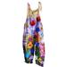 up to 60% off Gifts Jumpsuits for Women Fashion Tie Dye Loose Pocket Adjustable Strap Cotton Linen Baggy Maxi Jumpsuits Overalls Summer Formal Floral Print Round Neck Sleeveless Long Rompers White s