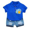 Toddler Kids Baby Boys Girls Clothes Set Cute Cartoon Print Short Sleeve Two-piece Suit Button Polo T-shirt with Shorts