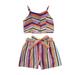 Rovga Outfits For Toddler Girls Kids Baby Sleeveles Casual Stripe Prints Beach Tops Shorts Belt Set Clothes