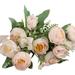 Hesroicy Vintage Easy Care Faux Silk Flower - 10 Heads Artificial Tea Rose Bouquet for Wedding (1 Bouquet)