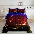 Homemissing Honeycomb Comforter Set Hexagonal Print Bedding Set Geometric Down Comforter Colorful Neon Lights Quilted Duvet Insert/Quilt Set for Kids Boys Girls Adults With 2 Pillow Case Double