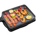 Electric Grill Machine BBQ Barbecue Indoor Grill Nonstick Smokeless Outdoor with 5 Level Temperature Adjustment Knob, Removable Drip Tray, Fast Heat Up 1500W, Grey BEZIA